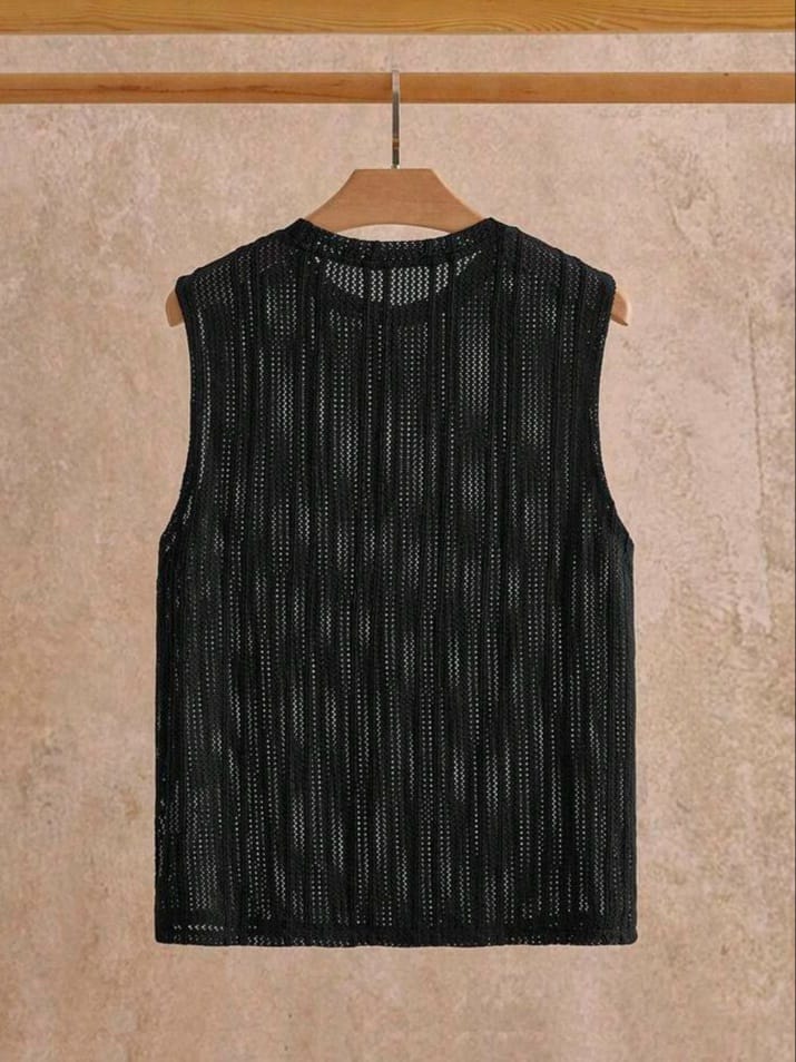 Bonga Boys Man's Casual Knitted Jacquard Fitted Tank Top